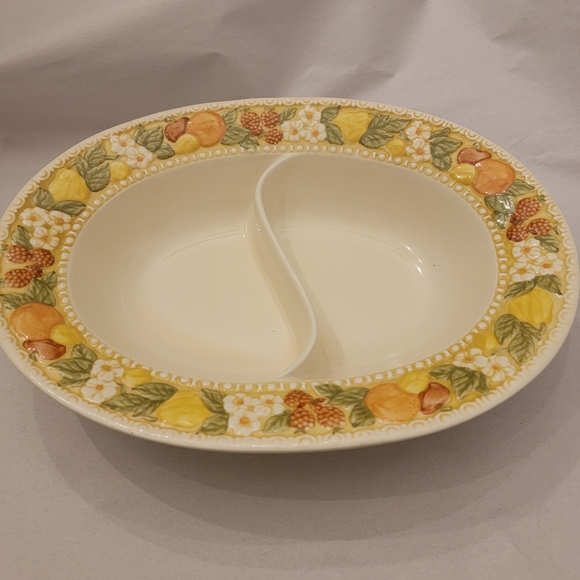 MCM 1960'S Vernon Ware Della Robbia Poppytail Divided serving bowl by Metlox 12" - Picture 2 of 6